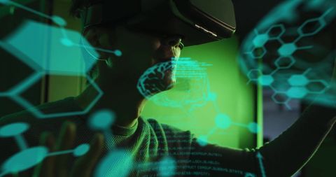 Asian Businessman Utilizing VR Headset for Data Analysis - Download Free Stock Images Pikwizard.com