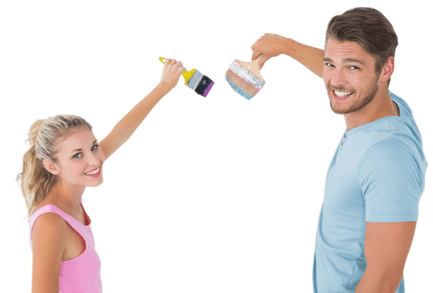Joyful Couple Painting Walls Together Transparent Background - Download Free Stock Videos Pikwizard.com