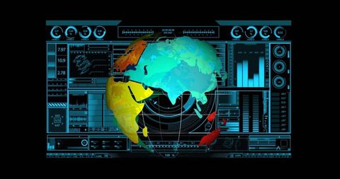 Futuristic Globe and Digital Dashboard interfaces Sources