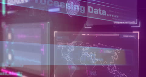 Digital Interface with Global Data Processing Animations
