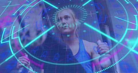 Futuristic Fitness Technology with Motivated Female Athlete - Download Free Stock Images Pikwizard.com