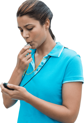 Transparent Sports Instructor with Whistle and Stopwatch in Action - Download Free Stock Videos Pikwizard.com