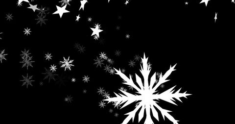 Festive Stars and Snowflakes on Black Background