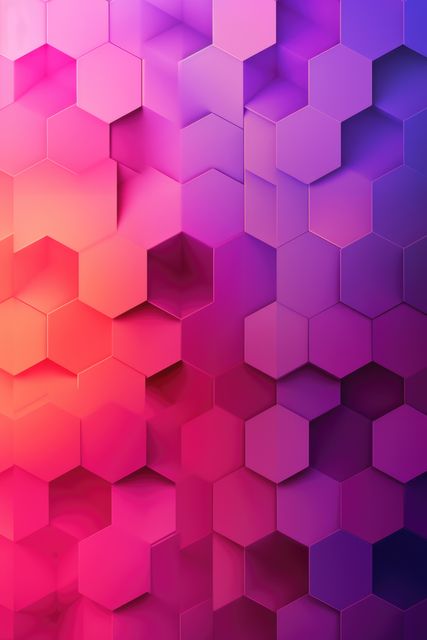Colorful abstract 3D hexagonal geometric background featuring shades of red, pink, and purple. Great for modern designs, digital art, presentations, website backgrounds, or social media graphics.