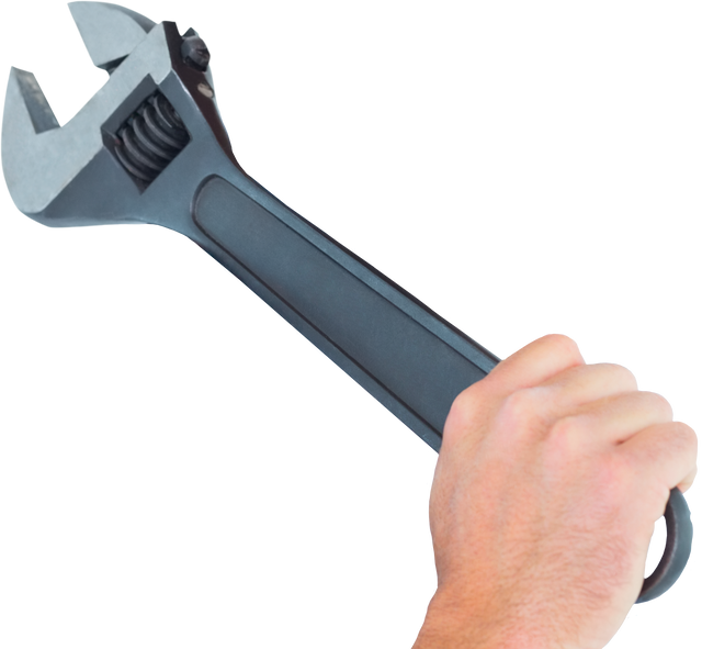 Hand Holding Large Metal Adjustable Wrench Isolated on Transparent Background - Download Free Stock Videos Pikwizard.com