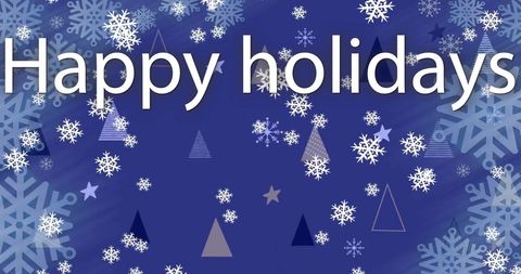 Festive Happy Holidays Text with Falling Snowflakes