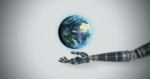 Robotic Hand Presenting a Digital Globe - Download Free Stock Images Pikwizard.com