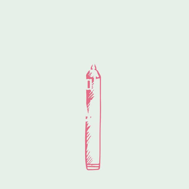 Minimalist drawing of a red sketched pencil on a white background. Perfect for educational materials, school branding, minimalist design projects, stationery branding, art classes, and creative blog headers.