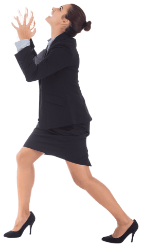 Caucasian Businesswoman Shouting in Enthusiasm on Transparent Background
