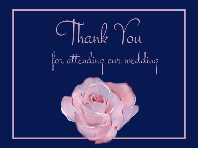 Elegant Wedding Thank You Card with Pink Rose Illustration - Download Free Stock Templates Pikwizard.com