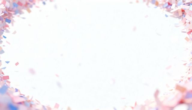 Framing pastel confetti border featuring central white negative space for clean layouts