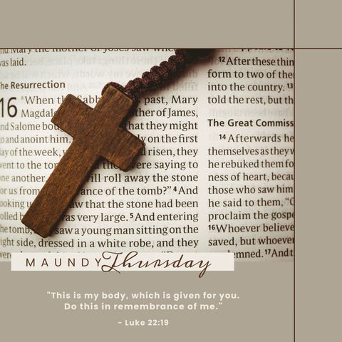 maundy thursday quote over rosary cross and bible - Download Free Stock Templates Pikwizard.com