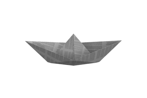 Transparent Origami Newspaper Boat with Text