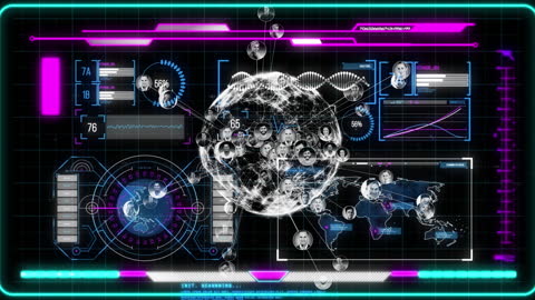 Futuristic Digital Network and Global Connections Interface