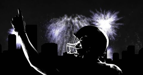 American Football Player with Fireworks Silhouette - Download Free Stock Images Pikwizard.com