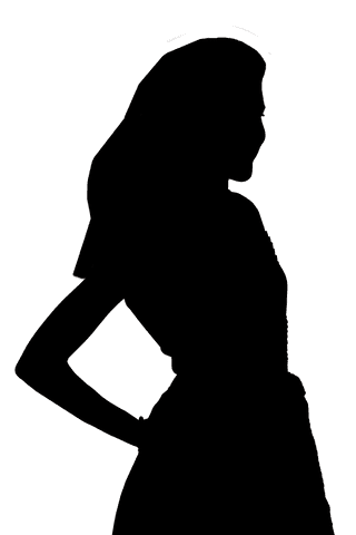 Elegant female silhouette with transparent background