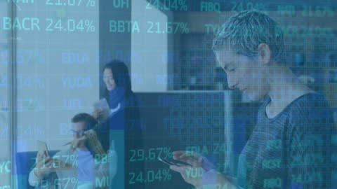 Data Processing Animation Overlay on Business Environment