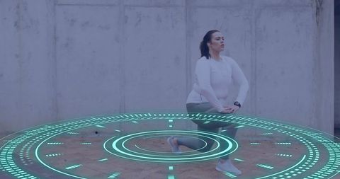 Augmented Reality Fitness Overlay with Plus Size Athlete Exercising - Download Free Stock Images Pikwizard.com
