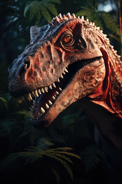 Headshot of dinosaur with plants in forest, created using generative ai technology - Download Free Stock Photos Pikwizard.com