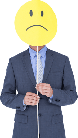 businessman holding sad smiley face transparent concept - Download Free Stock Videos Pikwizard.com