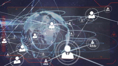 Global Connection Network with Digital Profile Icons