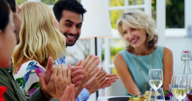 Group Enjoying Outdoor Brunch with Applause - Download Free Stock Images Pikwizard.com