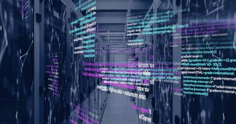 Digital Data and Code Overlay in Server Room Technology Concept - Download Free Stock Images Pikwizard.com