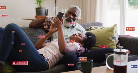 Father and Daughter Bonding Over Social Media