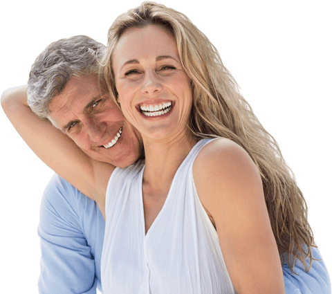 Smiling Mature Couple Embracing with Transparent Background