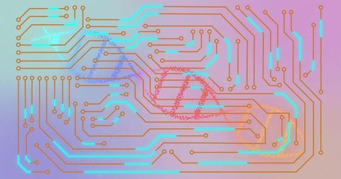Futuristic DNA Circuitry Concept Blending Science and Technology - Download Free Stock Images Pikwizard.com