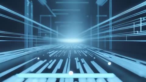 Futuristic Light Grid with Glowing Spheres