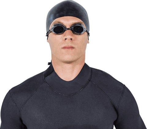 Confident Swimmer in Wetsuit Transparent Background
