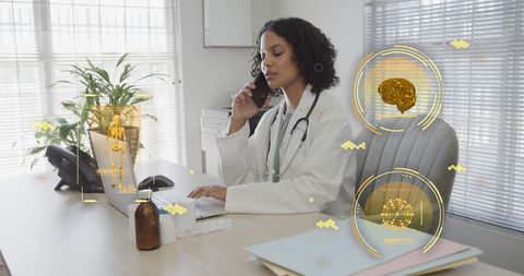 Doctor Analyzing Digital Health Data With Holographic Technology