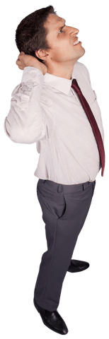 Worried Businessman Looking Up on Transparent Background
