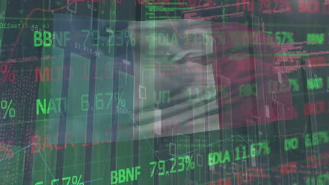 Digital Stock Market Model Overlapped on France's Flag