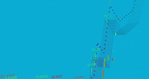 Abstract Animated Data Visualization on Blue Background