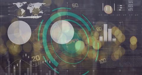 Abstract Digital Interface with Floating Data Visualization Elements - Download Free Stock Images Pikwizard.com