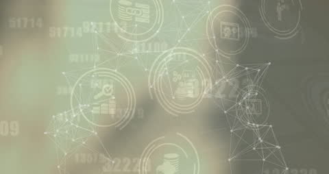 High-Tech Digital Interface with Network Connections Overlay