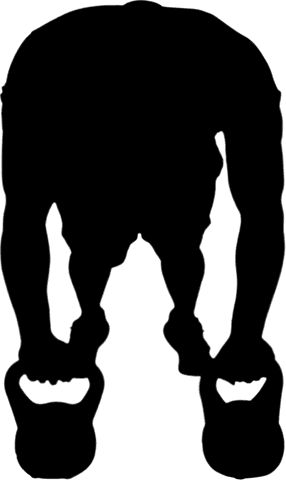 Transparent silhouette of man lifting dumbbells fitness vector