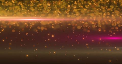 Golden bokeh particles with magenta light streak, cinematic sparkle background