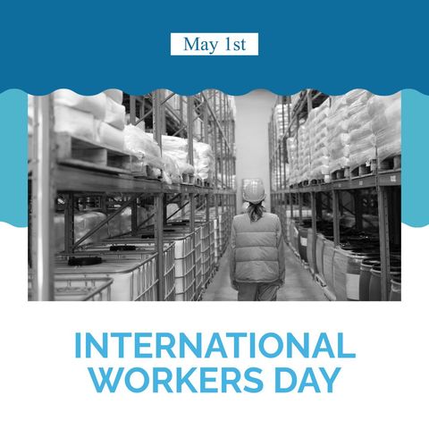 worker touring warehouse amount shelves to commemorate labor efforts - Download Free Stock Templates Pikwizard.com