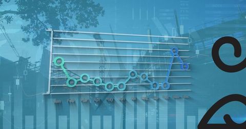 Line Chart Over Construction Site Highlighting Urban Progress