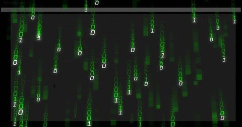 Futuristic Cascading Binary Code Rain on Terminal Background