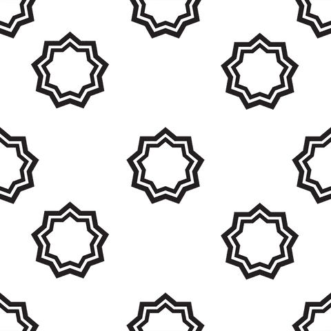 Seamless black and white star pattern on transparent background