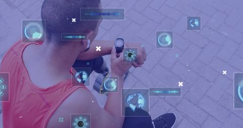 Advanced Technology Athlete with Prosthetic Leg Using Smartwatch - Download Free Stock Images Pikwizard.com