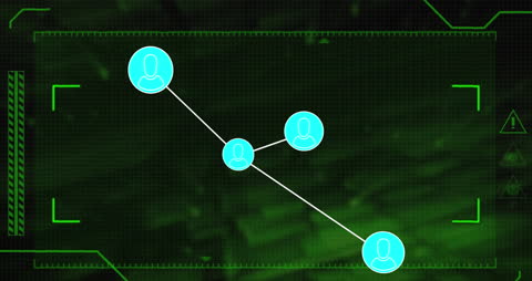 Digital Network Connections in Motion Over Green Grid