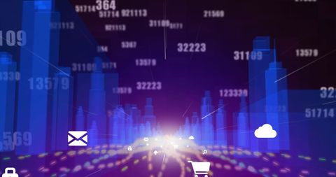 Futuristic Data Visualization with Network Technology Icons - Download Free Stock Images Pikwizard.com
