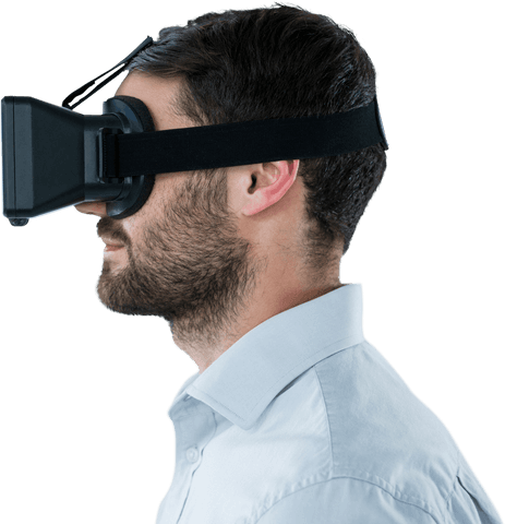 profile of man using transparent vr headset for immersive experience - Download Free Stock Videos Pikwizard.com