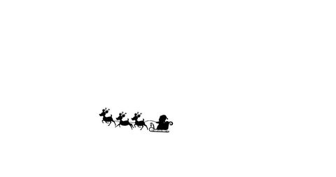 Santa's Sleigh Silhouette with Reindeer on White Background