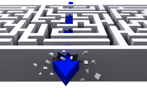blue arrow breaking through labyrinth on transparent background - Download Free Stock Videos Pikwizard.com